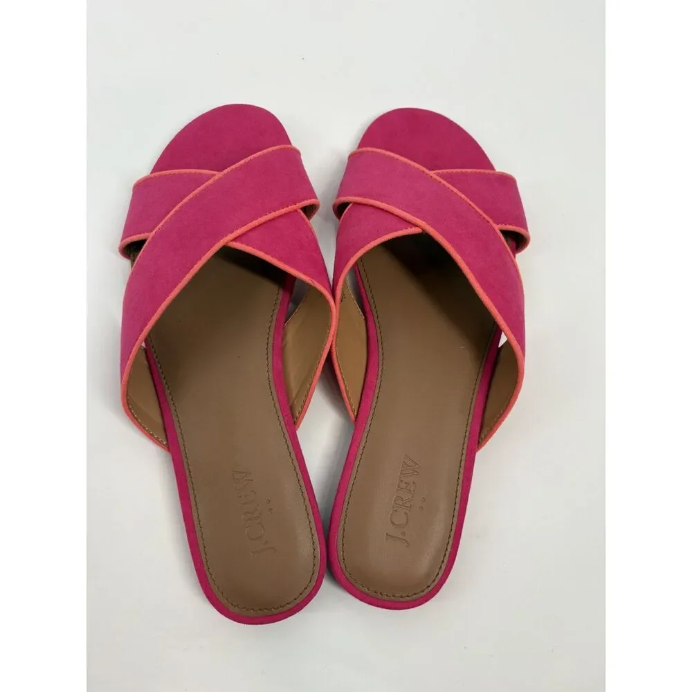 J.Crew Pink Suede Slide Sandals | Crisscross Strap Flat Sandals - Picture 8 of 8